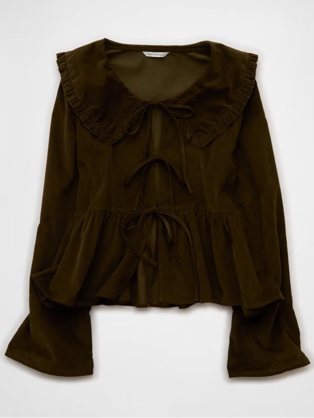 American Eagle Outfitters Long Sleeve Tie-Front Blouse